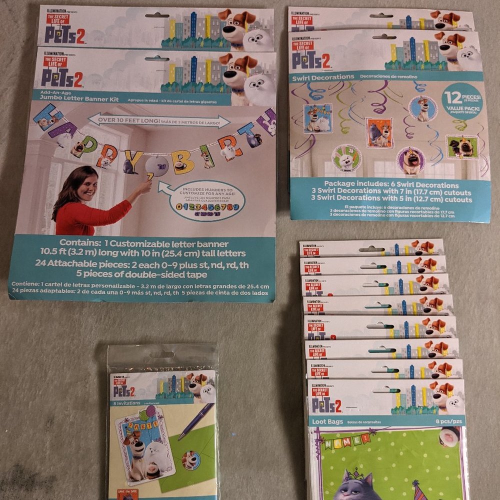 Pets 2 Party Supply Bundle (Brand New)